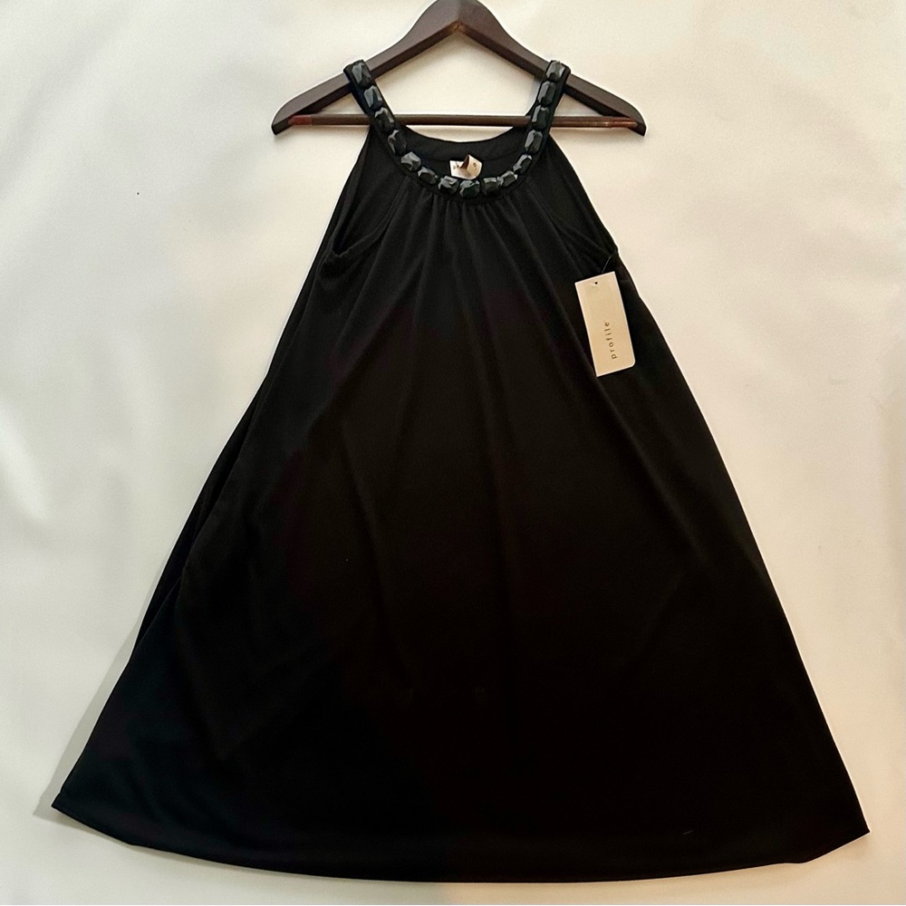 NWT-Black Profile Dress with Beaded Neckline